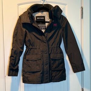 Girls Abercrombie and Fitch All Season Weather Warrior Hooded Jacket Gray Medium